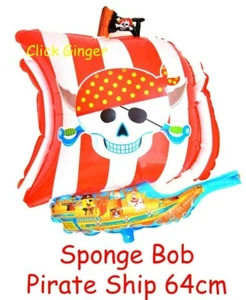 Pirate Ship Balloon 64cm SpongeBob Skull & Crossbones Boys Helium Decoration - Picture 1 of 2