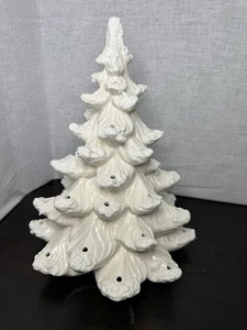 Vintage Ceramic Christmas Tree White with snow, No lights - Picture 1 of 6