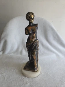 Venus de Milo Bronze Tone Statue Sculpture on Marble Base 10" Tall - Picture 1 of 7