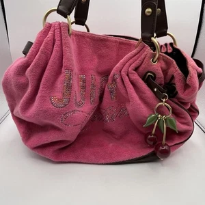 Juicy Couture Handtasche Y2K rosa Frottee Tasche Anhänger Kirschen Hangtag & Geldbörse - Bild 1 von 16