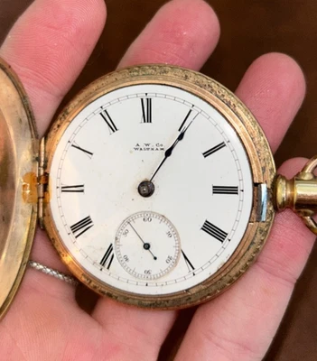 Waltham A.W. de colección Co. Victoria Era 15 Joyas 1890 Mar 1/2 Cazador Oro 14K Foto 1 de 4
