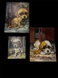 4 Big Eye dog puppy prints sad 1966 GIG Girard Goodenow 10x14 unframed - Bild 1 von 8