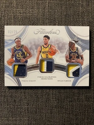 2024-25 Flawless Pascal Siakam Myles Turner Tyrese Haliburton Triple Patches /25 - Image 1 of 3