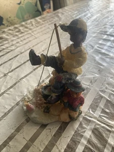 Young Black Youth Fishing Figurine - Picture 1 of 5