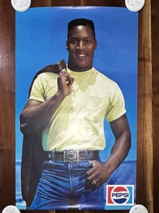 VTG Bo Jackson Pepsi Poster 24x36 Blue Jeans Yellow Tshirt Fish Buckle 1990 NEW - Picture 1 of 6