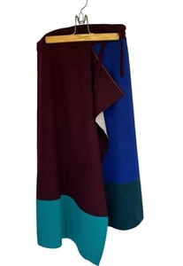 Kenzo Soft Wool Colorblock Multicolor Wrap Skirt Size Medium Read Pre-owned - Picture 1 of 23