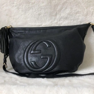 GUCCI Soho Black Leather Shoulder Bag from Japan - Picture 1 of 11