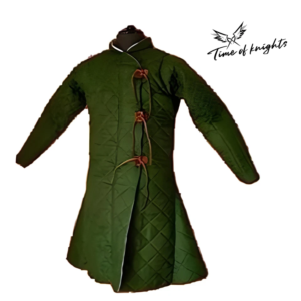 Green Medieval Quilted Gambeson Coat Padded Aketon LARP Reenactment Costume - Image 1 of 3