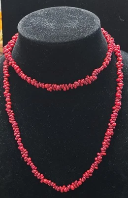 Carnelian Necklace, Hand Strung, 36 Inches Long, Vintage - Image 1 of 4