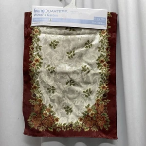 Christmas Winter's Garden table runner poinsettia holly damask 13 X 72" nwt - Picture 1 of 6