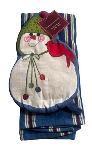 St Nicholas Square Snow Days Kitchen Snowman Towel & Pot Mitt NWT - Picture 1 of 2