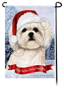 Dear Santa, Define Naughty Garden Flag - White Lhasa Apso 084B - Picture 1 of 1