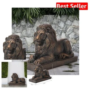 Stately Lion Garden Statue - 21.75" L for Adding Grandeur to Any Outdoor Space - Picture 1 of 9