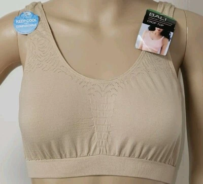 NWT  Bali Comfort Revolution Crop Top Wireless Bra Seamless Microfiber  L - Image 1 of 4