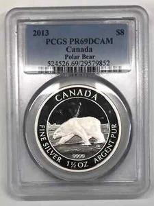 2013 Canada Polar Bear 1.5 oz Silver $8 Coin PCGS PR69DCAM - Picture 1 of 4