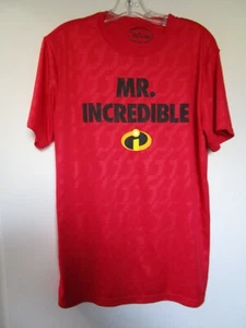 DISNEY Pixar MR. INCREDIBLE Logo Red Polyester T-Shirt Men's Sz LARGE (42-44) - Picture 1 of 3