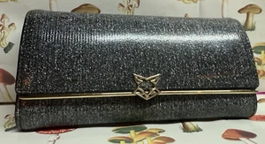 FOXER wallet glitter shimmer envelope snap gray clutch bag - Picture 1 of 12