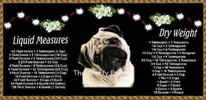 LARGE 10"x4.5" PUG DOG #1 MAGNET with Handy Kitchen Conversion Chart - Picture 1 of 1