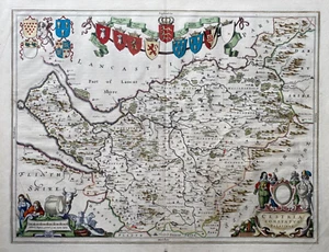 1646 Antique Map; Cheshire. Blaeu. Very Good Example - Picture 1 of 6