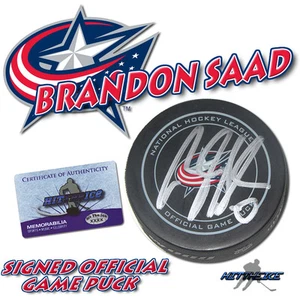 BRANDON SAAD SIGNED COLUMBUS BLUE JACKETS OFFICIAL GAME PUCK - w/COA #20 - Picture 1 of 1