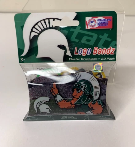 Michigan State Spartans Logo Bandz Elastic Bracelets 20 Pieces Football Themed Cover