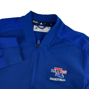 Adidas Team Squad Mens Large Blue LA Tech Basketball Full Zip Jacket CY9709 - Picture 1 of 6