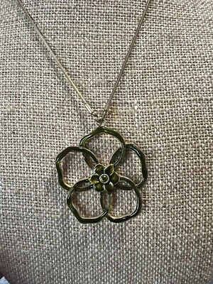 Pilgrim Danish Designs Gold Tone Necklace & An Open Work Enameled Green Flower - Image 1 of 4