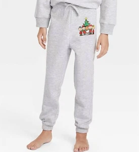 Peanuts Kid's Graphic Jogger Pants Xmas Holiday - Light Gray Wash - Picture 1 of 3
