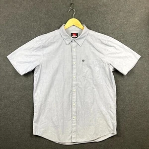 Quicksilver Mens Shirt Size M Grey Short Sleeve Button Up Regular Fit Pocket - Picture 1 of 14