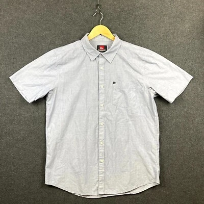 Quicksilver Mens Shirt Size M Grey Short Sleeve Button Up Regular Fit Pocket - Image 1 of 4