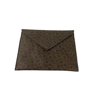 Calvin Klein Tablet Sleeve Case Clutch 11" x 8.5" Brown Logo - Picture 1 of 12