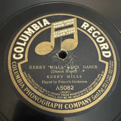 12” Columbia 78 RPM Prince’s Orchestra - Kerry Mills Barn Dance A5082 V+ - Image 1 of 4