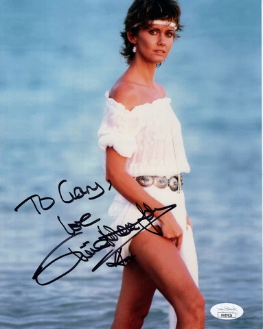 OLIVIA NEWTON JOHN HAND SIGNED 8x10 PHOTO    VERY SEXY POSE      TO GARY    JSA Cover