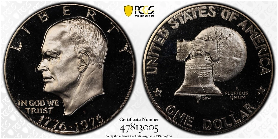 1976-S Ike Eisenhower Dollar PCGS PR68CAM SILVER Protect Gold Shield & TrueView - Image 1 of 3