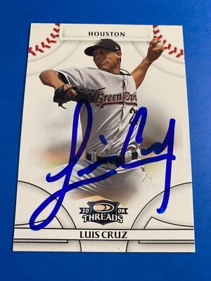 LUIS CRUZ 2008 DONRUSS THREADS #86 AUTO IP SIGNED HOUSTON ASTROS PUERTO RICO - Image 1 of 2