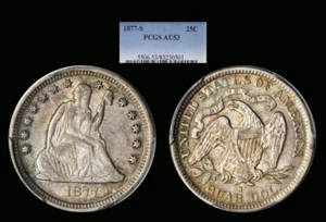 1877-S Seated Quarter graded PCGS AU53..Nice Color! - Picture 1 of 1