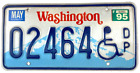 Vintage Washington 1995 Handicap License Plate Man Cave Garage Decor Collector