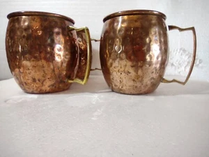 4 Pack Pure Copper Moscow Mule Mugs, Hammered Mug Holds 18 Ounces Gold Handles - Picture 1 of 3