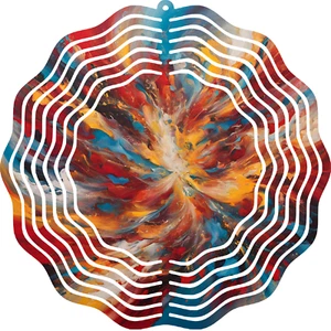 Yard Wind Spinner Metal Large 10" Round Abstract Art Colorful Outdoor Whirligig - Picture 1 of 9