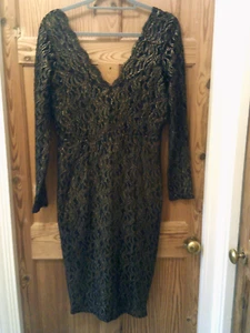 NEXT, Tall range, size 14, black-gold/bronze, Lace, long sleeve, Dress - Picture 1 of 8