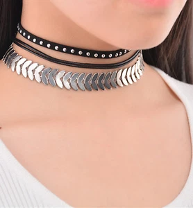MODA ÉPICA-Moda Cuello Plateado-Gargantilla-Collar - Imagen 1 de 4