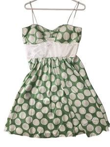 Vintage Kelly Green Polka Dot Baby Doll Dress Medium Pinup Rockabilly Mod NWT - Picture 1 of 7