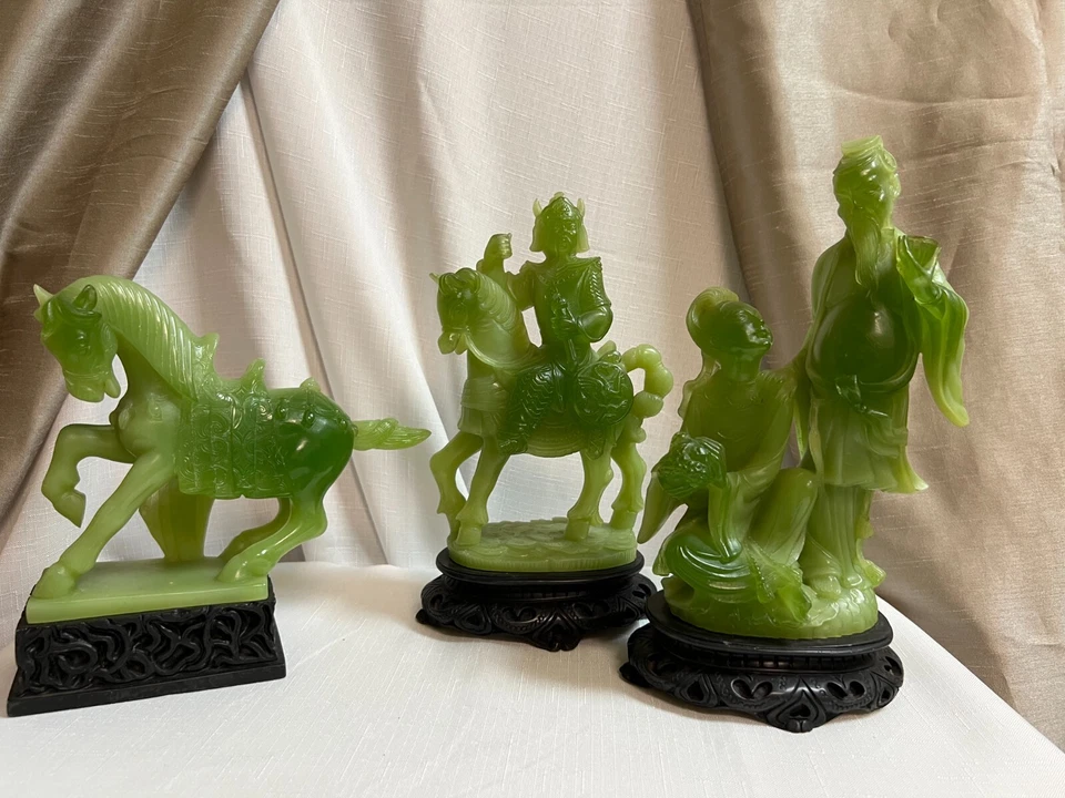 Faux Jade Collection Horse, Warrior, Couple Vintage - Image 1 of 4