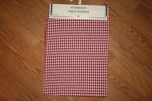 NEW TABLE RUNNER RED/WHITE CHECKED NWT - Picture 1 of 1
