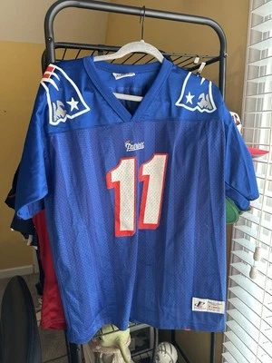 CAMISETA ATLÉTICA DE COLECCIÓN DE LOS PATRIOTAS DE NUEVA INGLATERRA #11 DRAW BLEDSOE LOGOTIPO DE LA NFL NIÑOS-XL 18-20 Foto 1 de 2