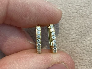 0.33 Carat Lab Created Diamond Hoop Earrings In Gold Plated 925 - Picture 1 of 6