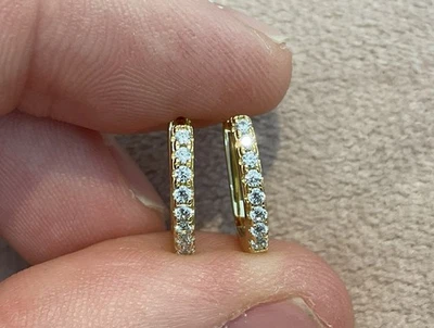 0.33 Carat Lab Created Diamond Hoop Earrings In Gold Plated 925 - Image 1 of 4