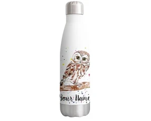 Botella Personalizada Búho con tu Texto/Nombre Búhos Pájaro Doble Pared 500ml V2 - Imagen 1 de 4