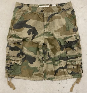 Y2K Smoke Rise Camo Cargo Shorts 34 Utility Skater Baggy Grunge Mens - Picture 1 of 8