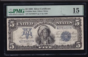 US 1899 $5 Chief Silver Certificate Note Elliott-White FR 280m PMG 15 (377) - Picture 1 of 2
